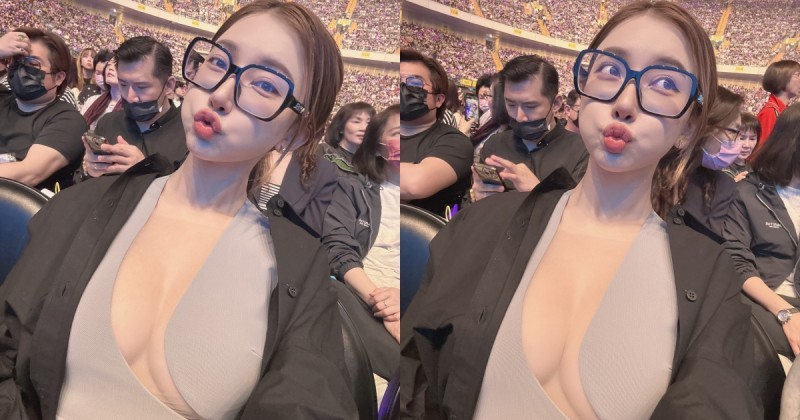 看演唱會驚見「雪白爆乳妹」！衣服挖洞露出「渾圓人字奶」好搶眼