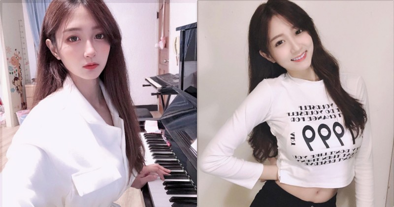 超萌鋼琴正妹「顏值好犯規」，「穿白T的緊身畫面」好誘人喔！