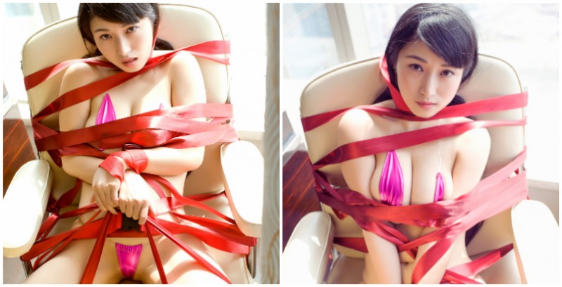 超情慾綑綁！「巨乳正妹」 穿著色氣比基尼被綁在椅子上，你想幹嘛都可以喔！
