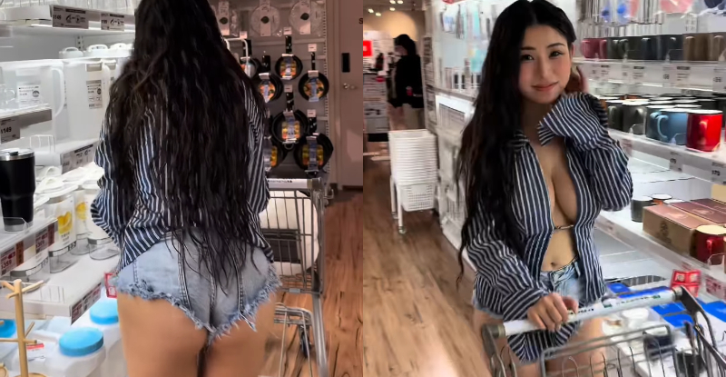 宜得利驚見無罩正妹「艾瑪Emma」，「晃著大UU」讓人秒硬！