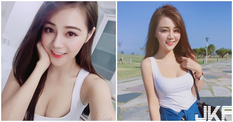 甜美正妹暗藏「火辣兇器」，無辜大眼盯著你看，「雪白美乳」讓人好受不了！